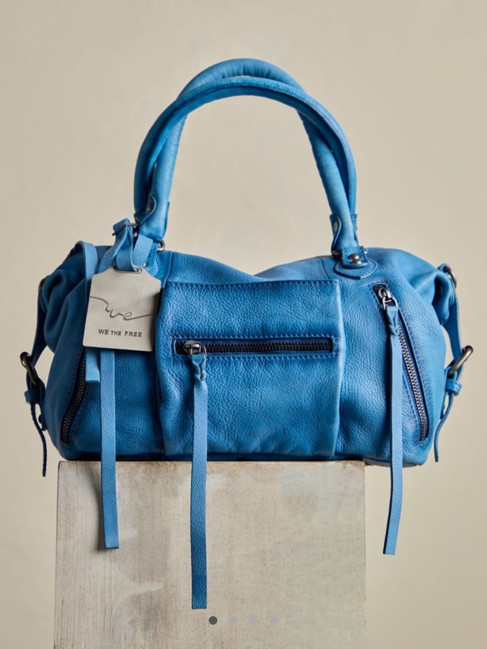 We The Free Bright Blue Leather Satchel